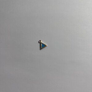 14K Yellow Gold and Turquoise Triangle Hoop Charm